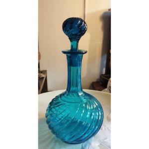 Carafe Bleue turquoise modèle Bambou en Cristal De Baccarat