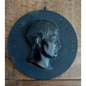 Ebonite Medallion Napoleon I Emperor Dedicated To Mr Plocq De Bertier