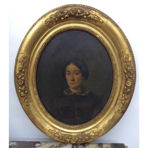 Portrait Of A Woman Oil On Canvas In The 19th Century