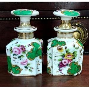 2 Paris Porcelain Bottles 19th Century