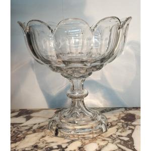 Fruit Bowl On Foot In Cut Crystal 19th Century