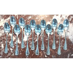 12 Silver Mocha Spoons Goldsmith Puiforcat XX