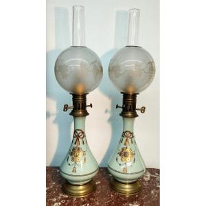 Pair Of 19th Century Porcelain Oil Lamps