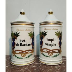 2 Pots à Pharmacie Métadier en Porcelaine de Limoges Goumoy - Labesse  XX