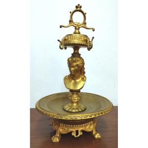 Antique Watch Holder In Gilded Bronze 19th Century