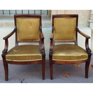 Pair Of Directoire Style Armchairs With Dolphins, Early 19th Century