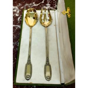 Puiforcat 19th Century Silver Vermeil Empire Style Salad Service