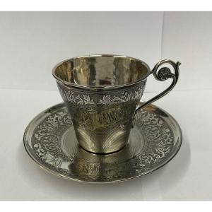 Tasse et sous tasse en argent XIX