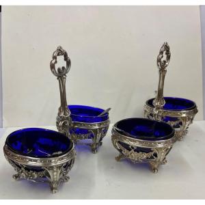 Pair Of 19th Century Double Silver Salt Cellars.