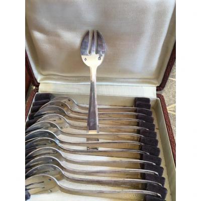 Twelve Silver Cake Forks - 1930