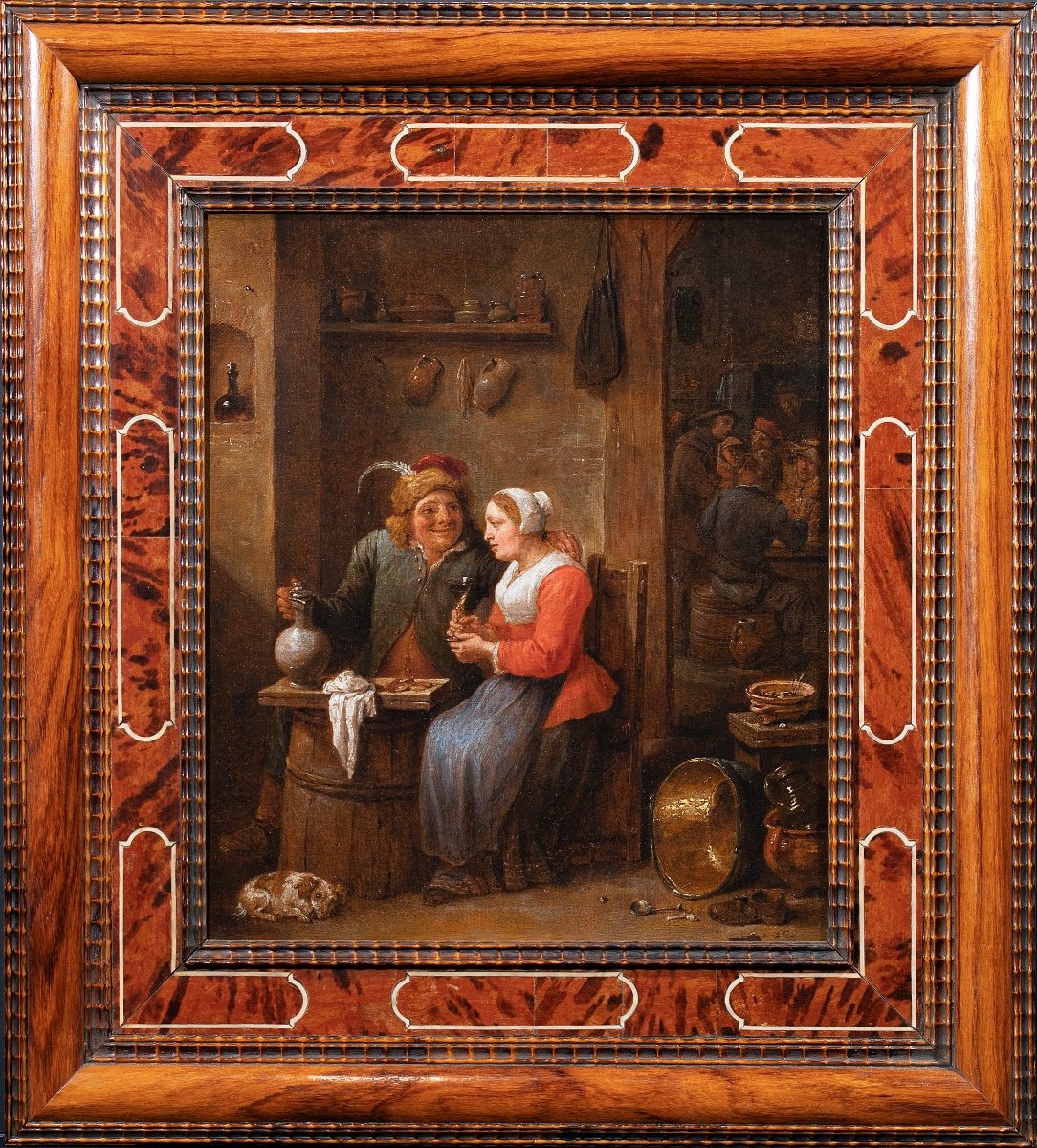 Jeune couple à la taverne. Atelier de David Teniers (1610-1690)