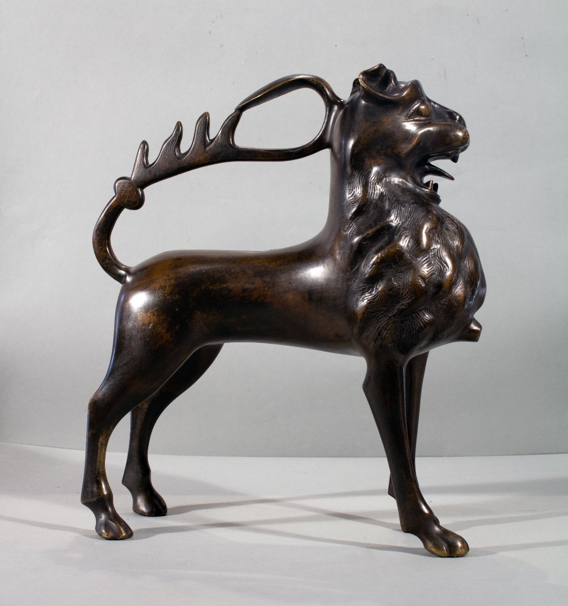 Aquamanile In Bronze And In The Shape Of A Lion (large Model)-photo-2