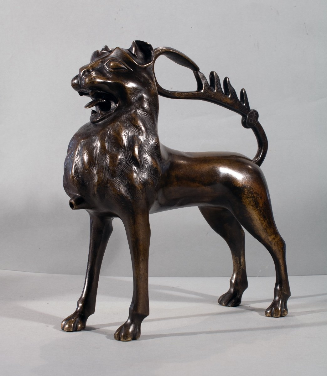 Aquamanile In Bronze And In The Shape Of A Lion (large Model)