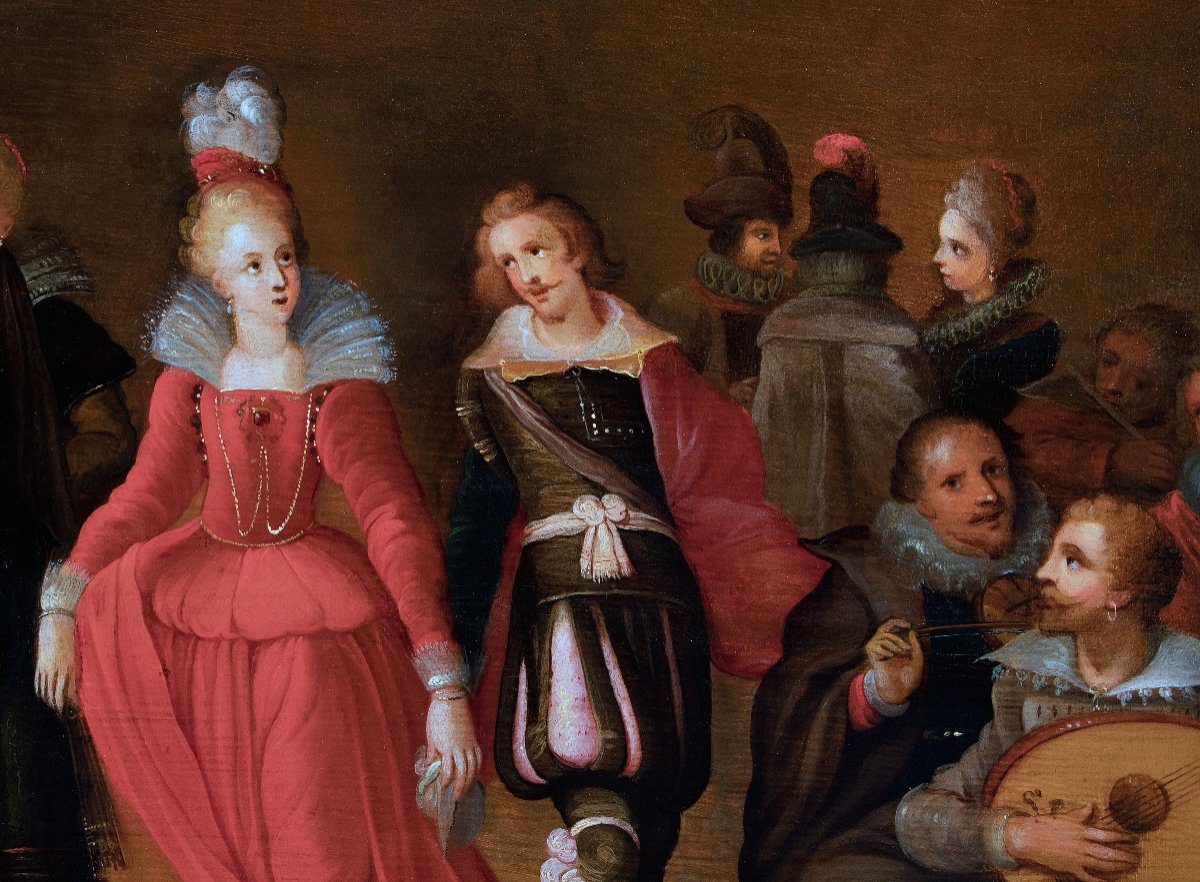 Ball Scene In Elegant Company. Pieter Lisaert (1595-1629)-photo-3