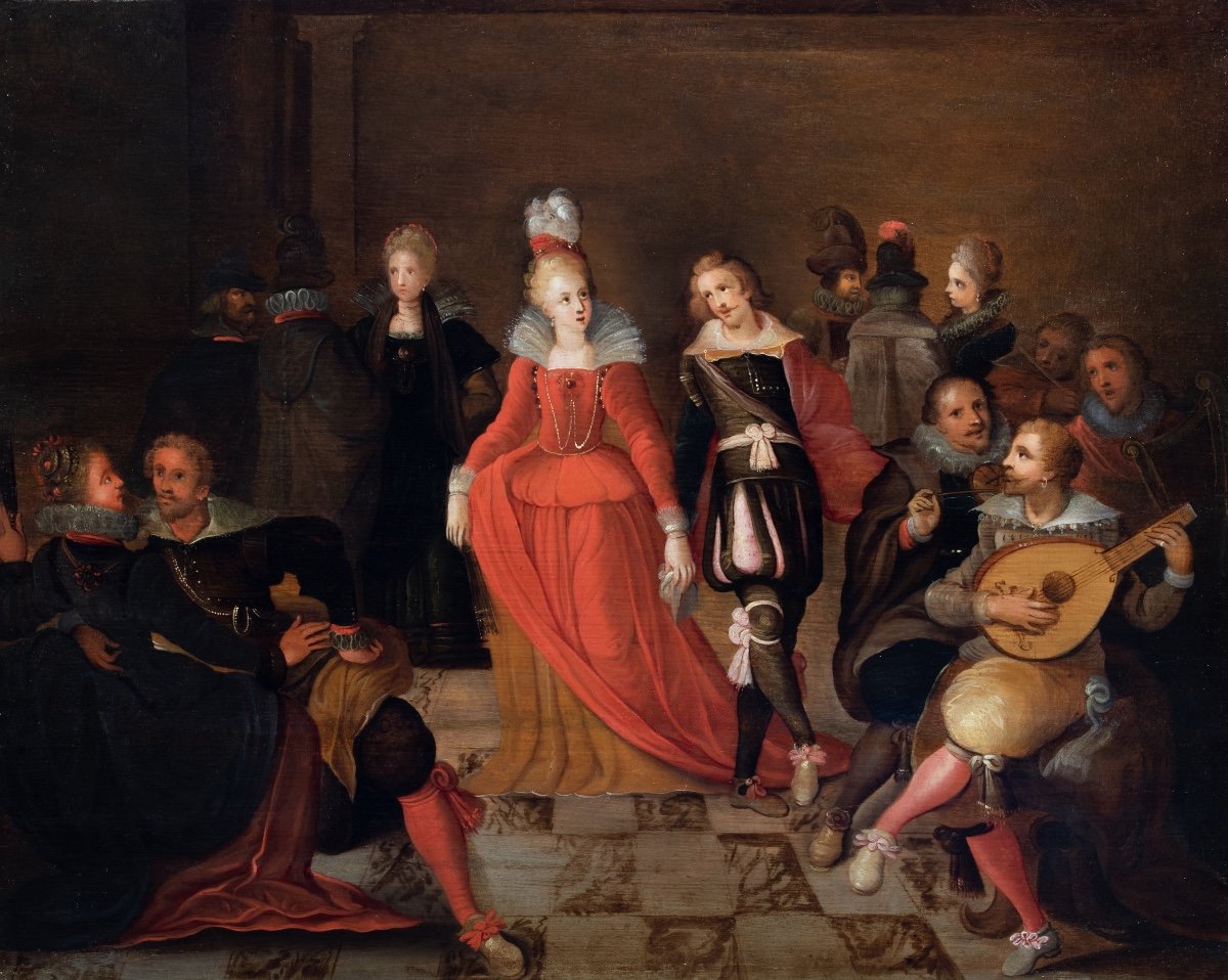 Ball Scene In Elegant Company. Pieter Lisaert (1595-1629)-photo-4