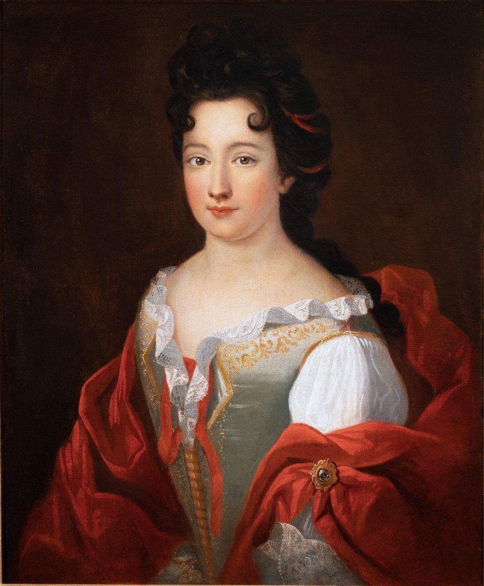 Portrait d’une jeune dame de qualité. François de Troy (atelier) XVIIe Siècle.-photo-3