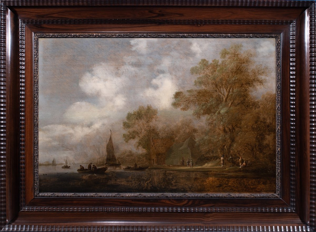 Paysage d’estuaire avec pêcheurs et promeneurs. Salomon Van Ruysdael et son Atelier (XVIIe S)