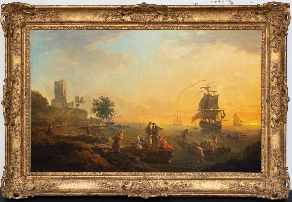 Marine Méditerranéenne au matin. Claude Joseph Vernet (1714-1789) Atelier