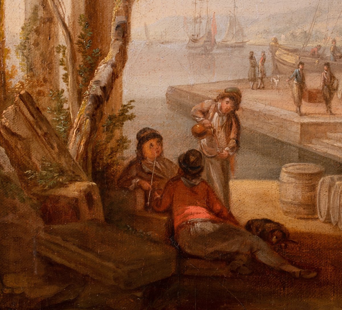 18th Century French School. Oriental Merchants In Front Of A Mediterranean Port-photo-3