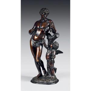 Apollon & Cupidon. Bronze à patine brune, fin du XVIIIe Siècle.