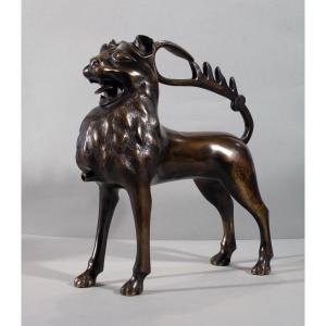 Aquamanile In Bronze And In The Shape Of A Lion (large Model)