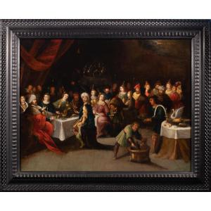 Le Festin de Balthazar. École Flamande du XVIIe Siècle