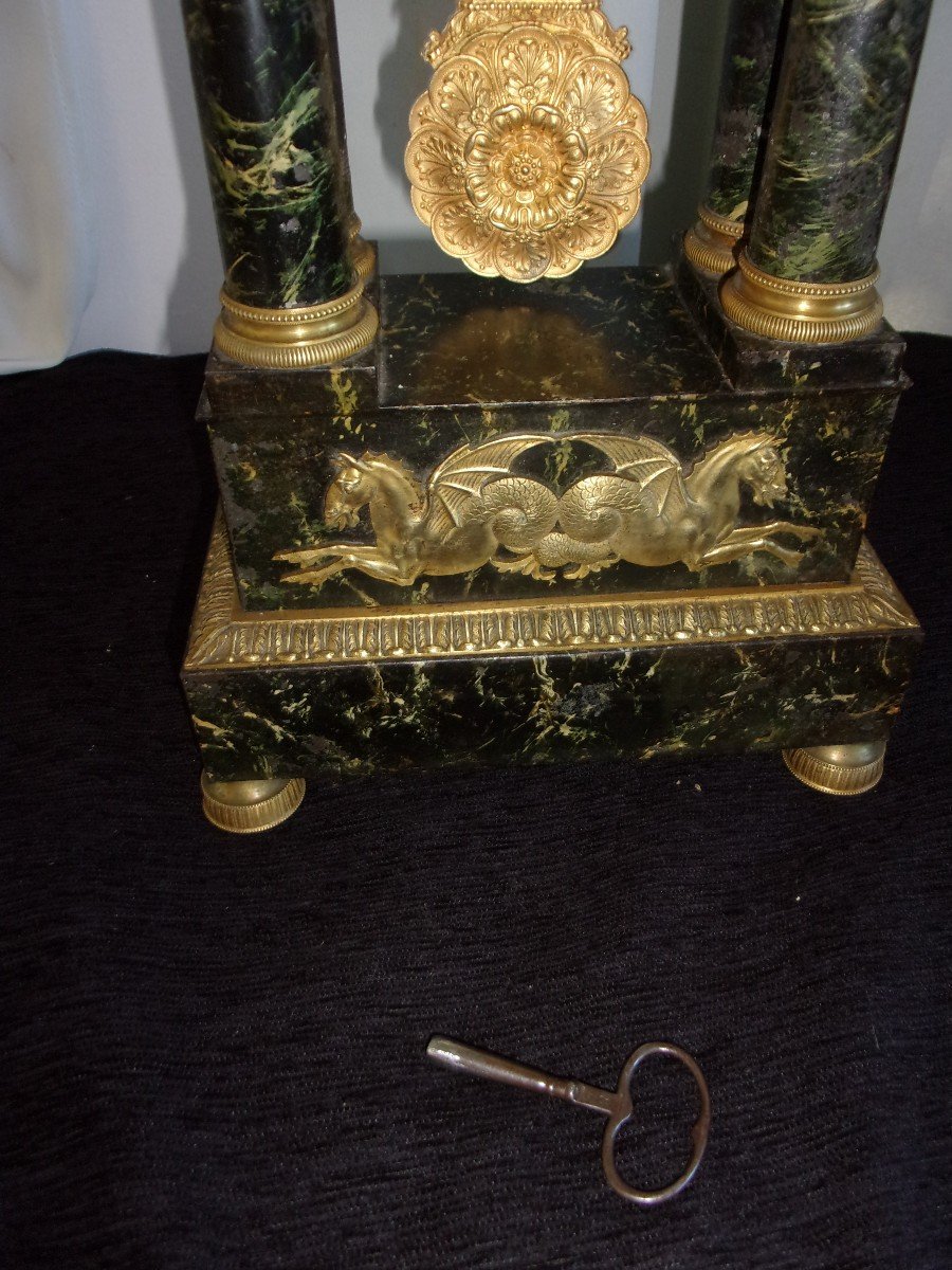 Portico Pendulum Lacquered Sheet And Gilt Bronze Restoration Period Early Nineteenth Tbe-photo-8