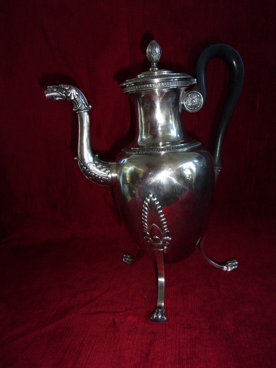 Large Silver Jug With The Old Man Mo .durand 1828-1838 H 30cm-photo-3