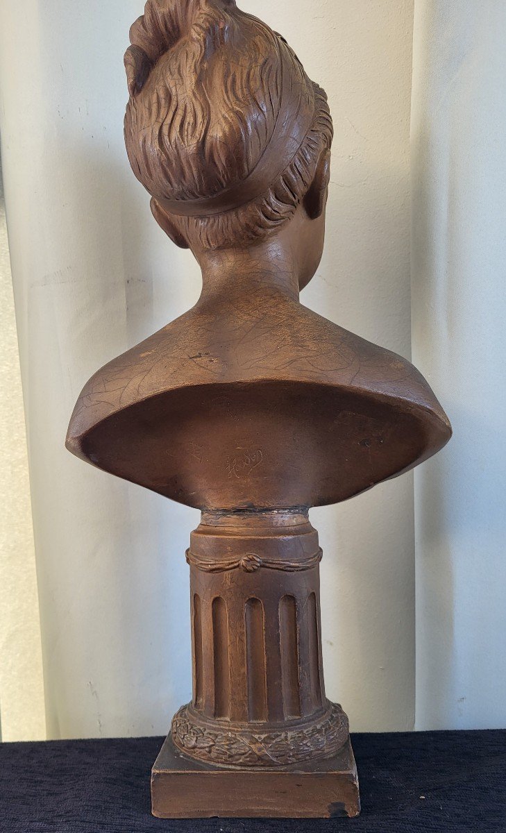 Bust Terracotta Young Crazy Sign Houdon Nineteenth Time-photo-4