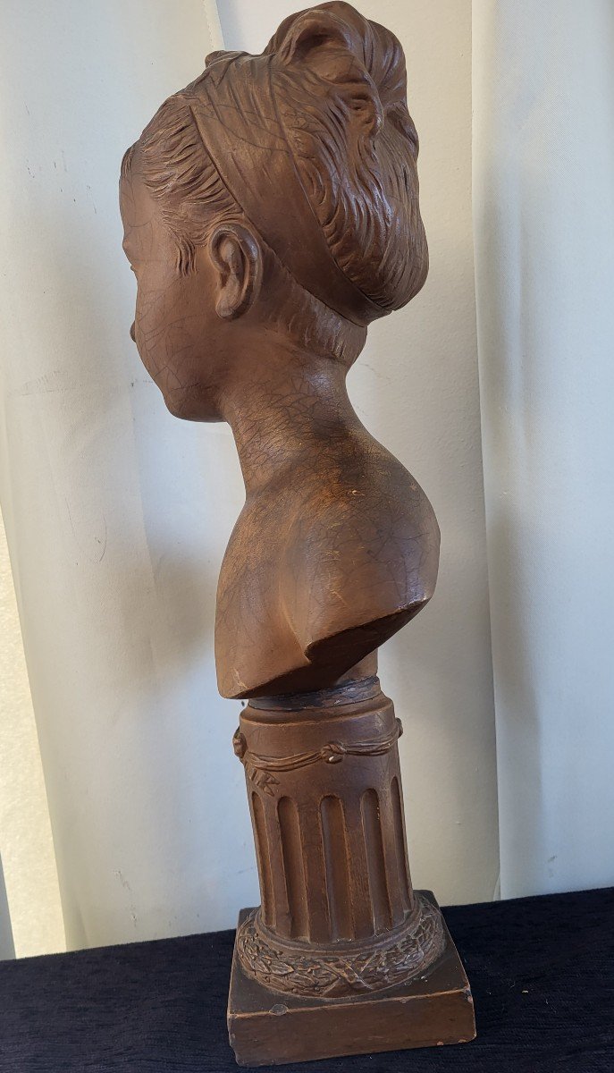 Bust Terracotta Young Crazy Sign Houdon Nineteenth Time-photo-4