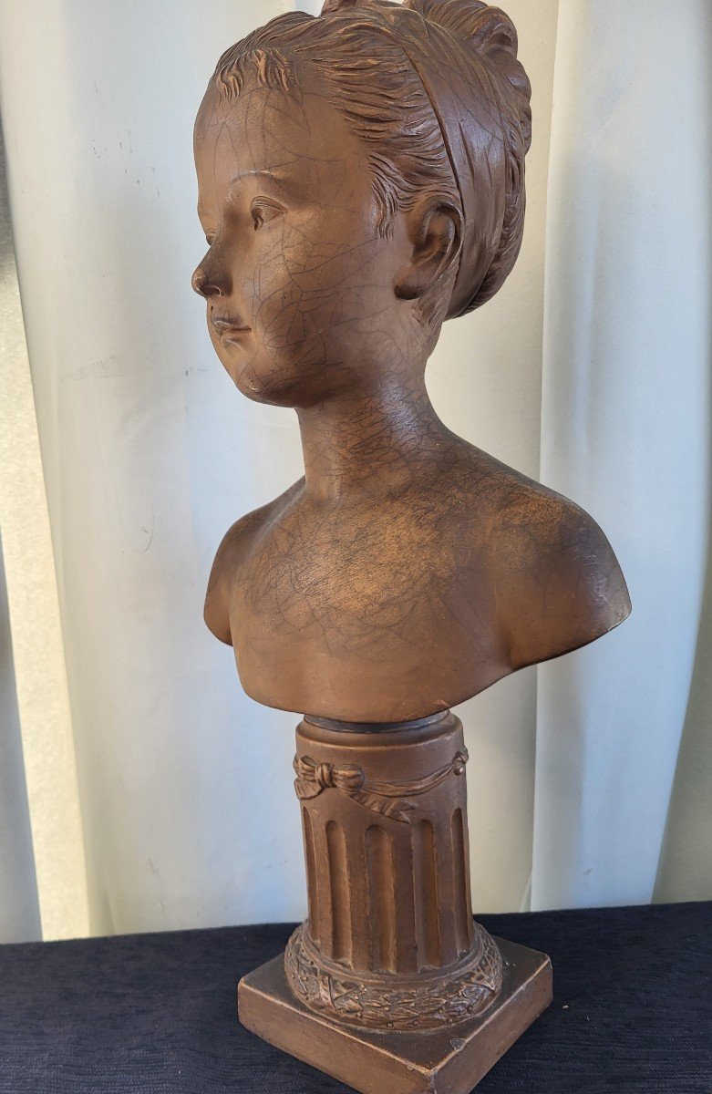 Bust Terracotta Young Crazy Sign Houdon Nineteenth Time-photo-6