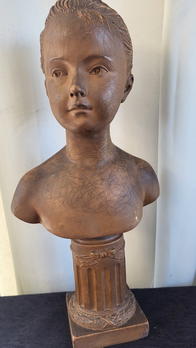 Bust Terracotta Young Crazy Sign Houdon Nineteenth Time