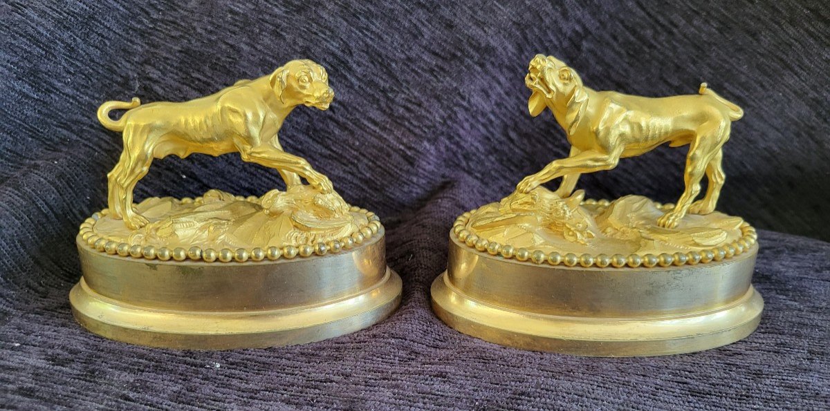 Pair Of Gilt Bronze Paperweights Louis XVI  XVIII E 