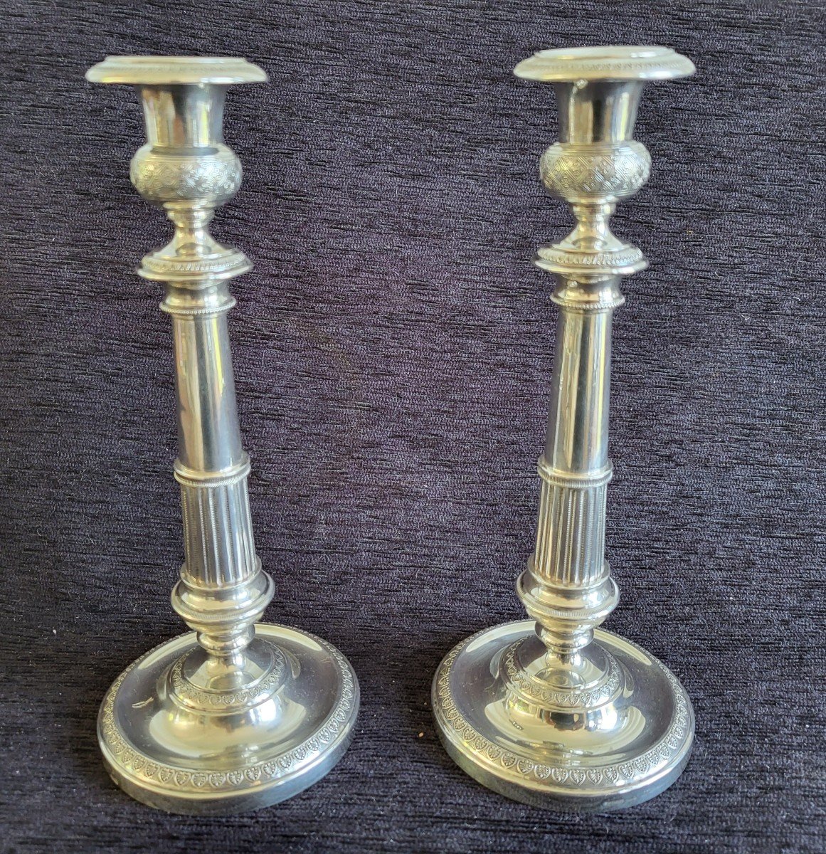 Pair Of Candlesticks In Silver Restoration Nineteenth Century-photo-6