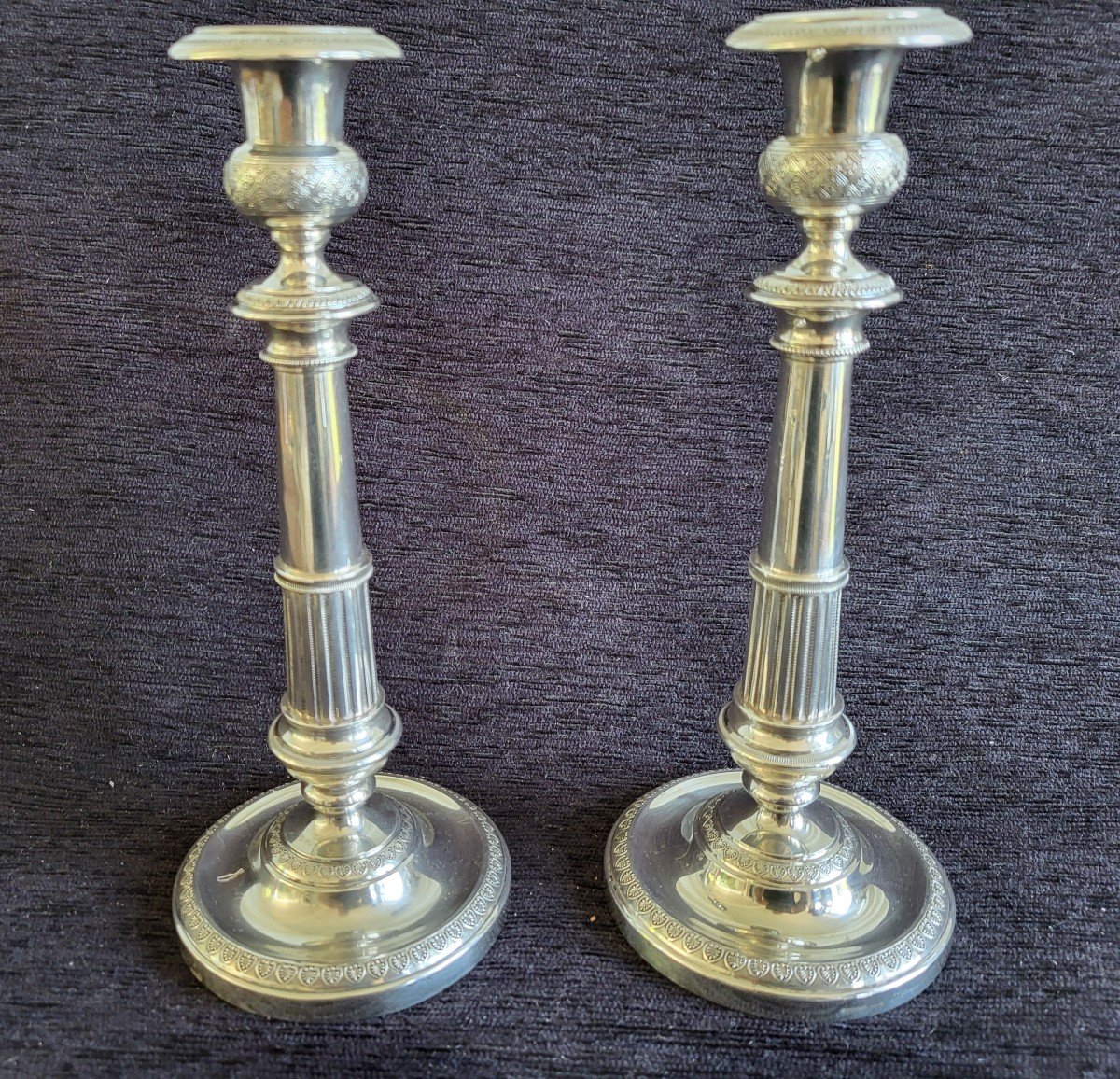 Pair Of Candlesticks In Silver Restoration Nineteenth Century-photo-7