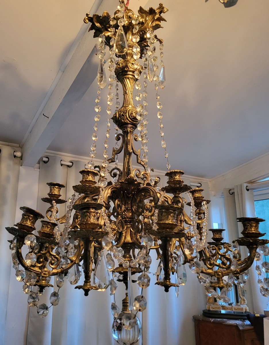 Important Bronze Chandelier 18 Lights Napoleon III Period H 108