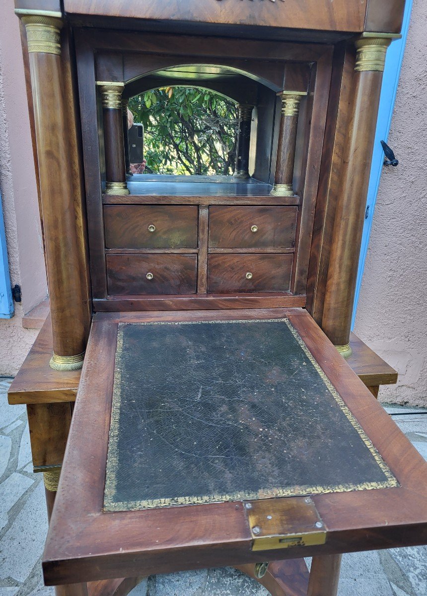 Bonheur Du Jour Mahogany Desk Empire Period Early 19th Century-photo-2