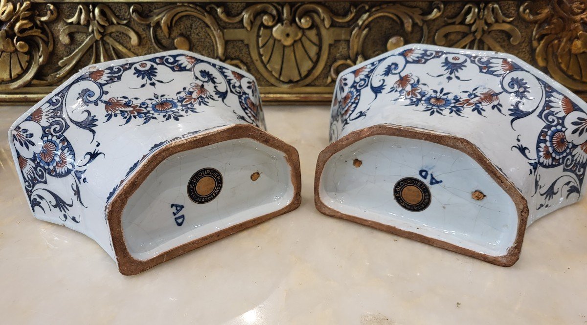 Pair Of Bouquetieres D Applique Rouen XVIII Ead-photo-3