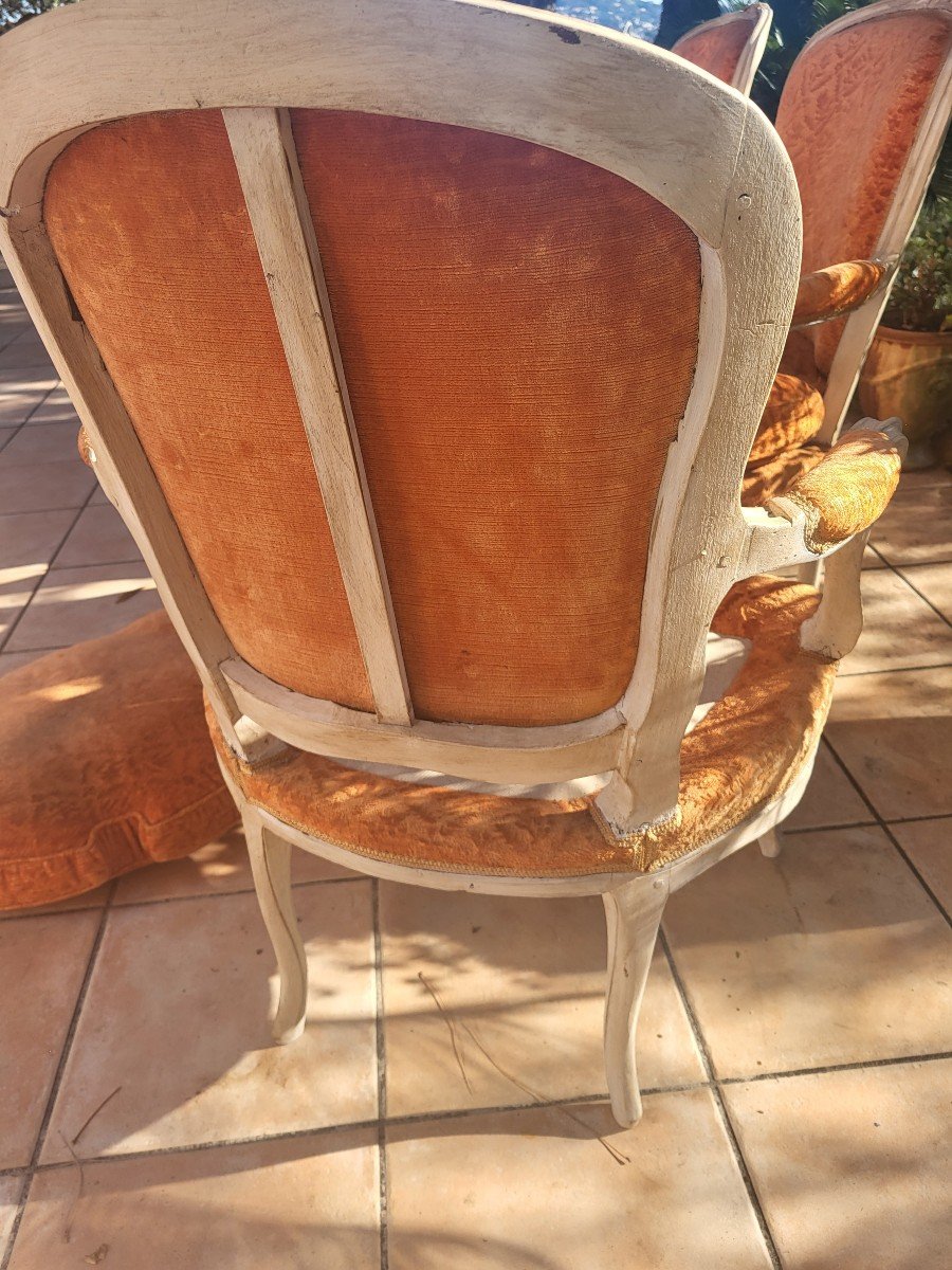 Suite De Quatre Fauteuils  à Coussin époque Louis XV XVIII E -photo-6