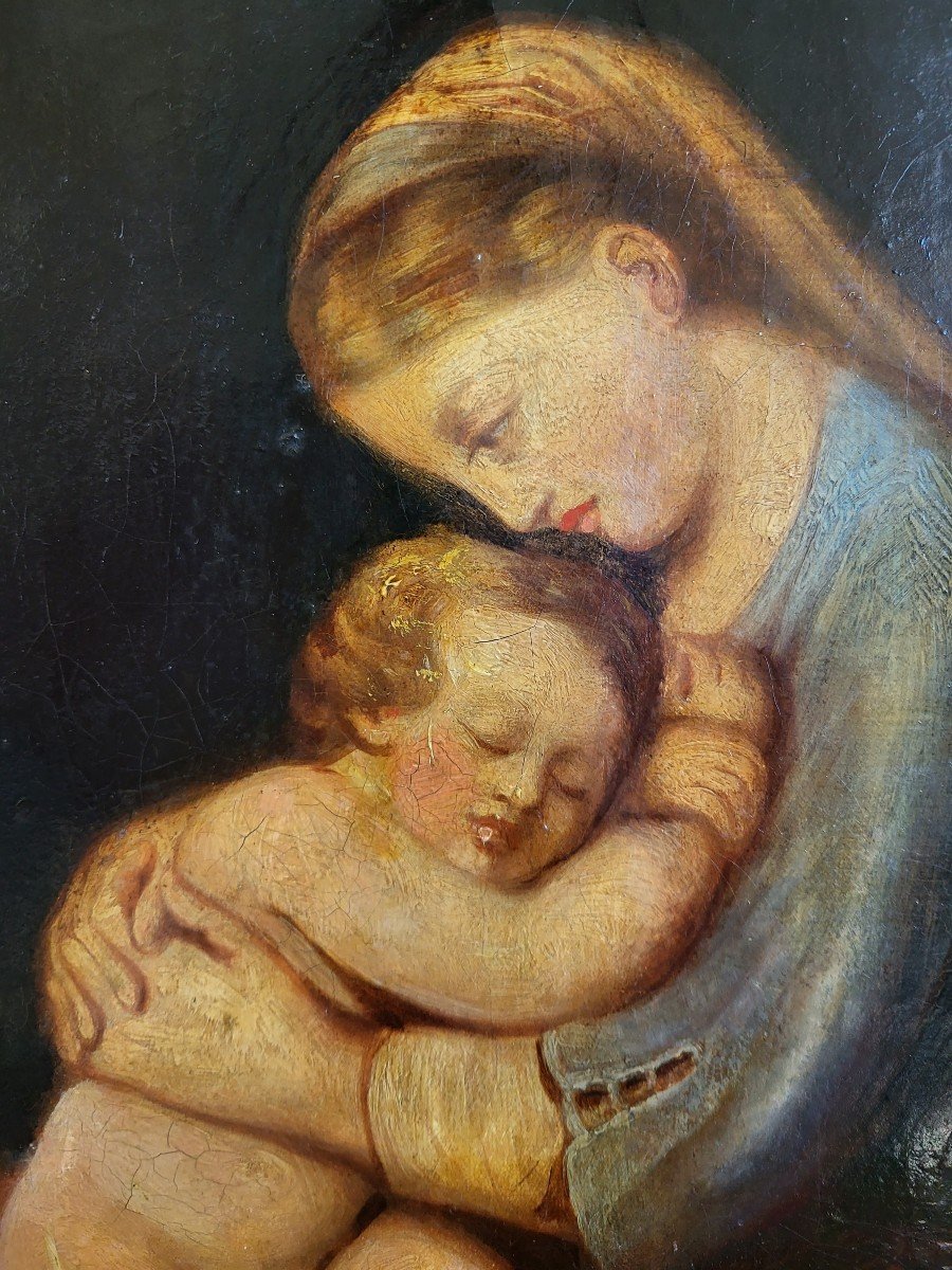 French School Virgin And Child Hst Ep 19th-photo-3