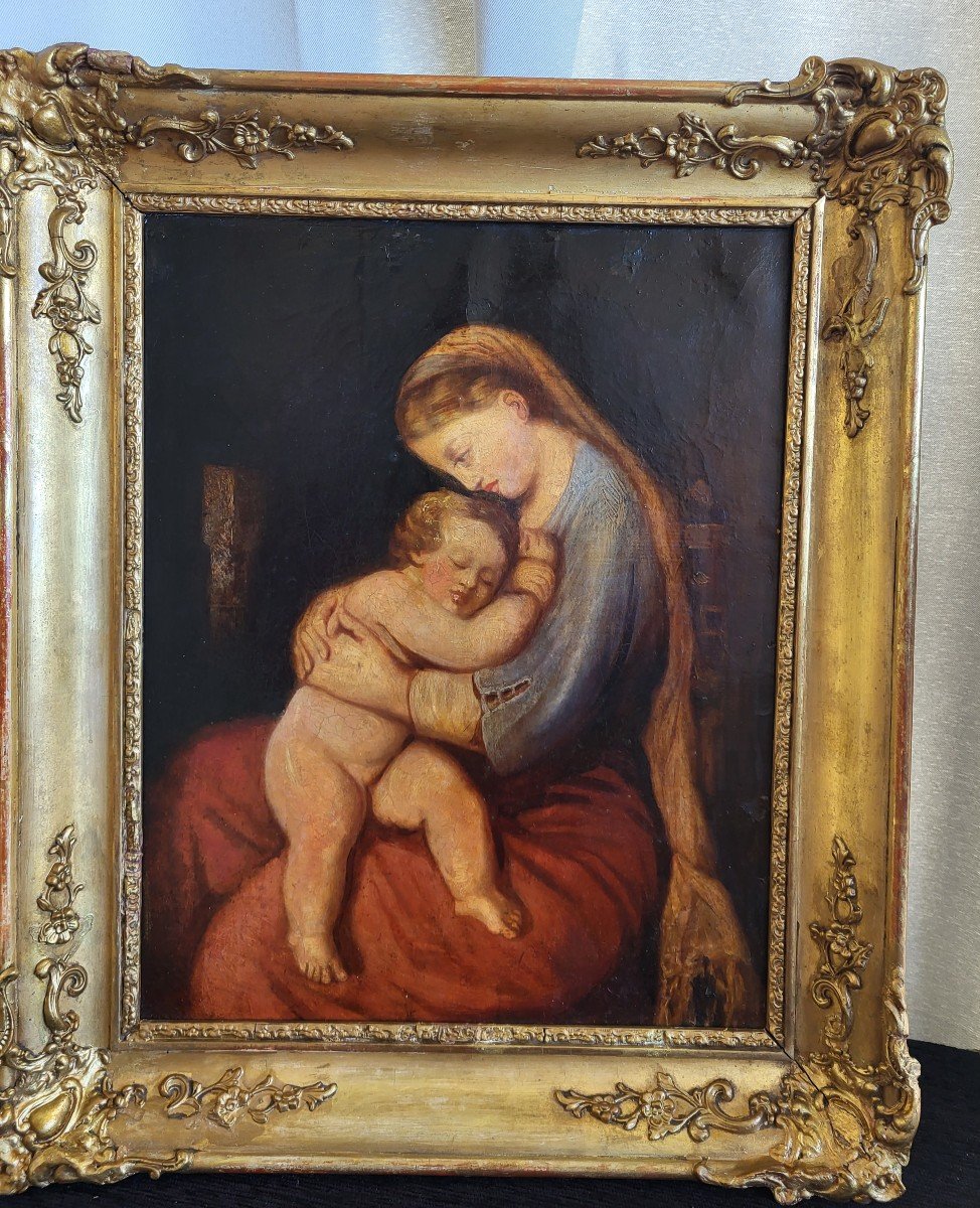 French School Virgin And Child Hst Ep 19th-photo-8