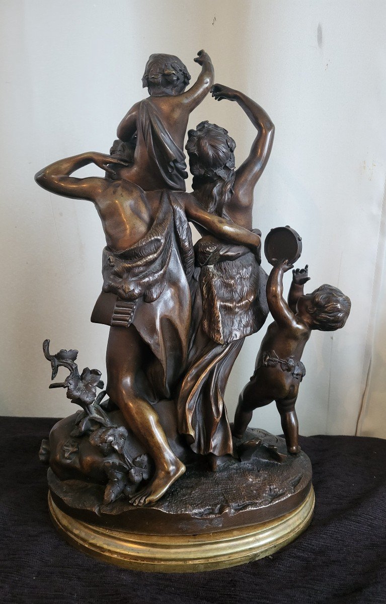 Sculpture  Bronze Faunes  Signée Clodion époque  XIXe  Siècle -photo-1