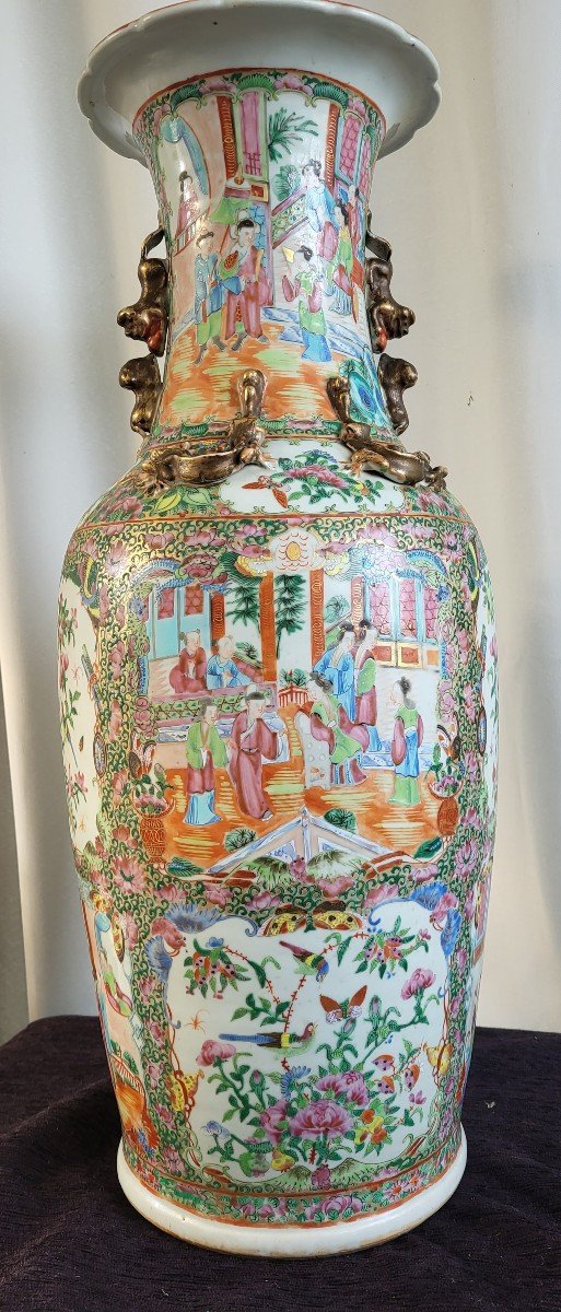 Grand Vase Canton époque XIXe H 62cm-photo-8