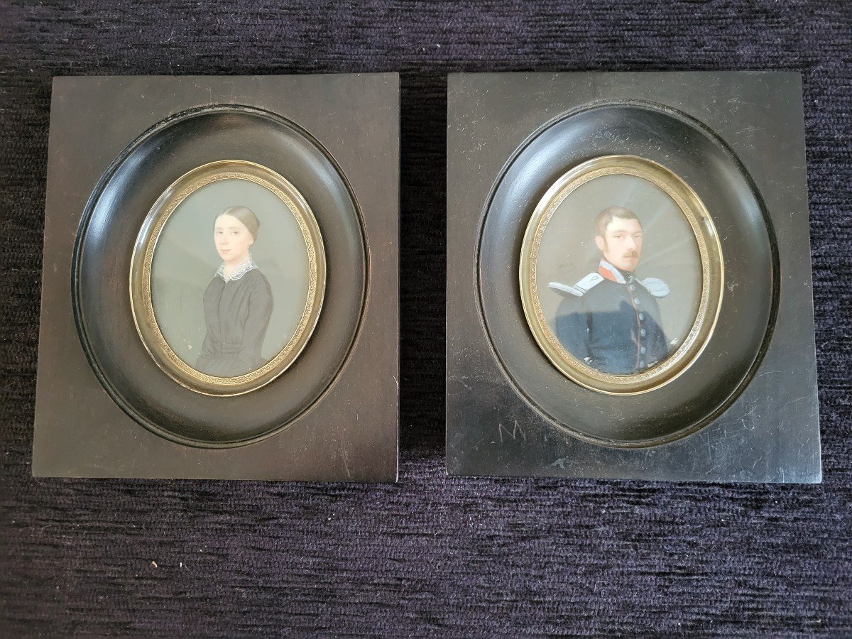 Set Of 3 Miniatures 19th Century Sg Rohn De Colmar 1849-photo-1