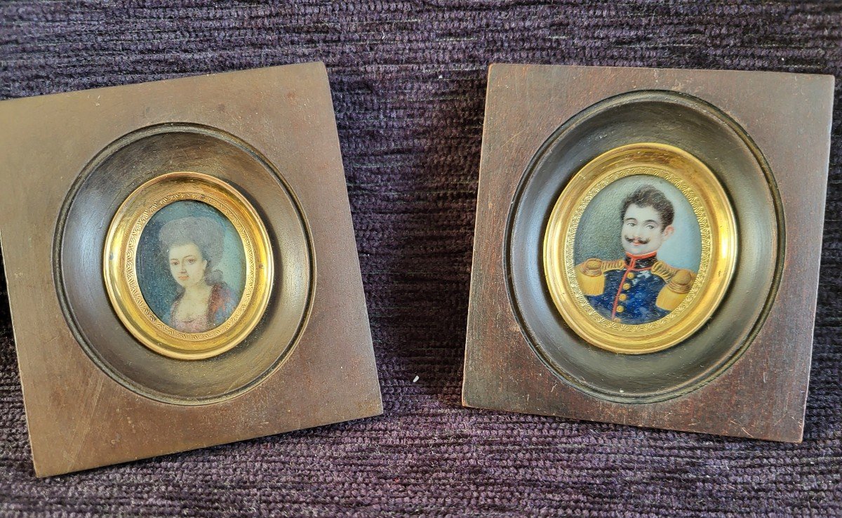 Pair Of Military And Lady Miniatures Of Period Quality Early 19th Century -photo-4