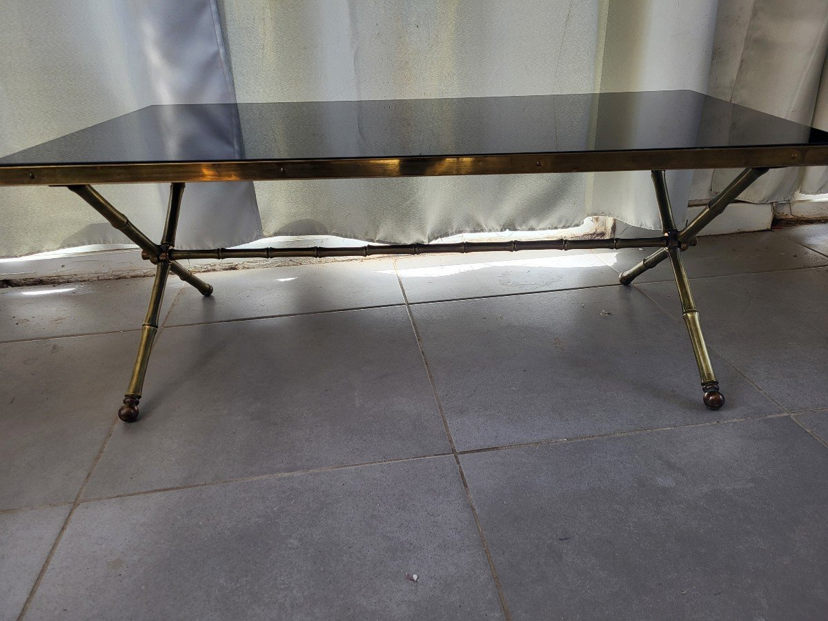 Coffee Table Maison Rings Golden Brass Tinted Glass  -photo-5