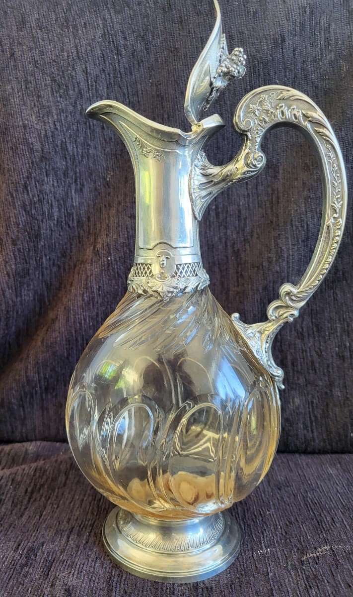 Silver Ewer Minerva And Cut Crystal Late 19th Century -photo-4