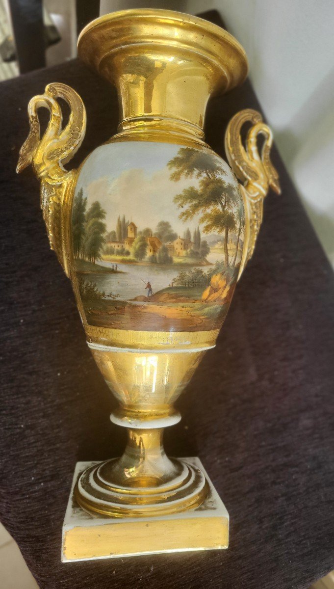 Geand Porcelain Vase From Paris Empire Period Height 40cm Tbe-photo-1