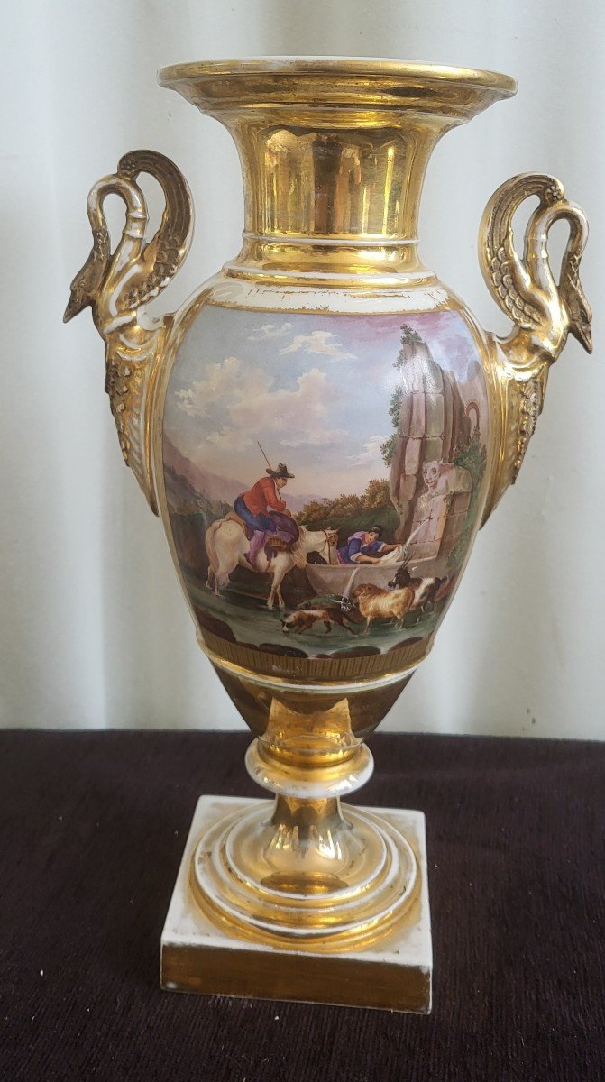 Geand Porcelain Vase From Paris Empire Period Height 40cm Tbe-photo-8