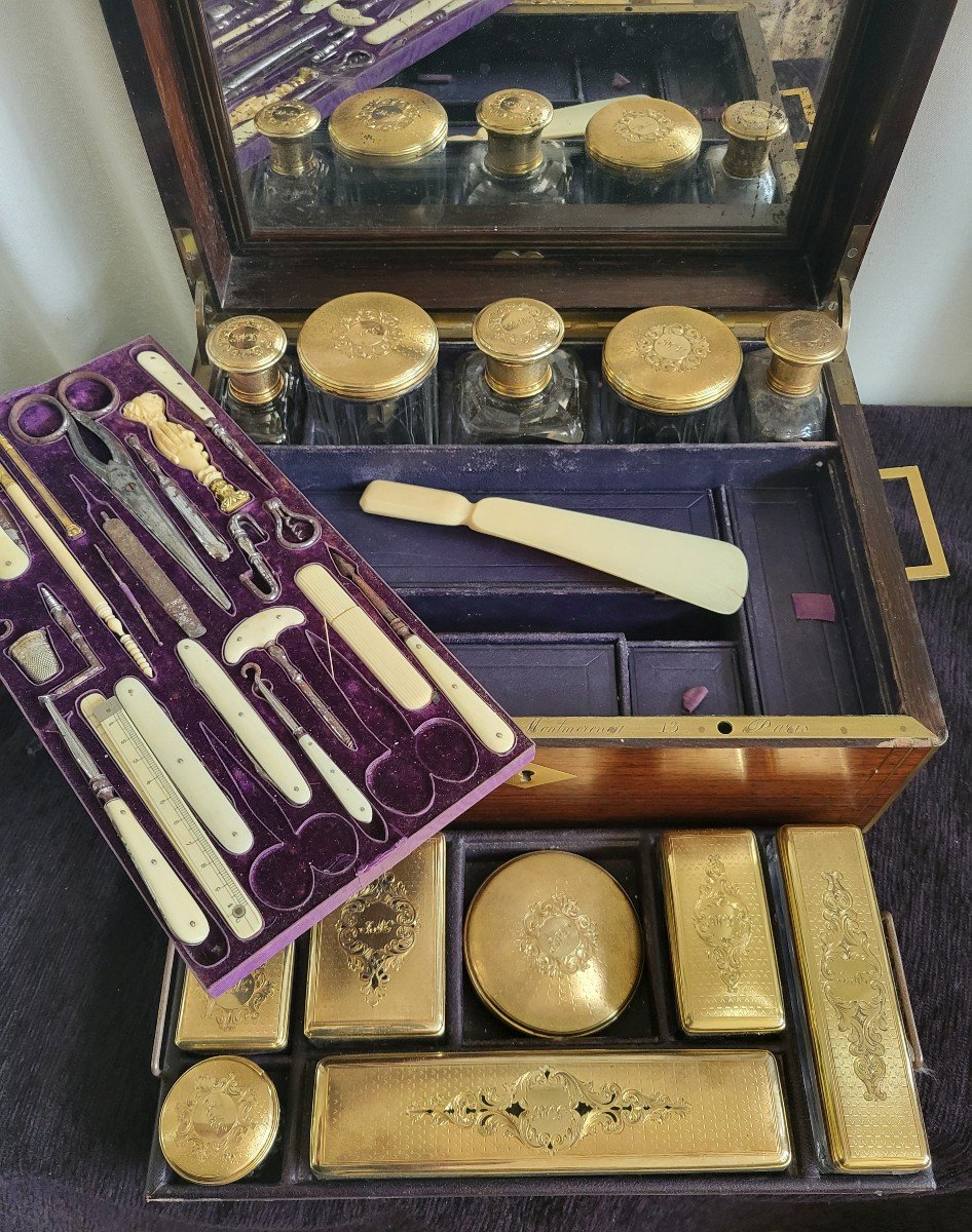 Vermeil Travel Kit Signed Berthet And Peret In Paris Mid-19th Century -photo-4